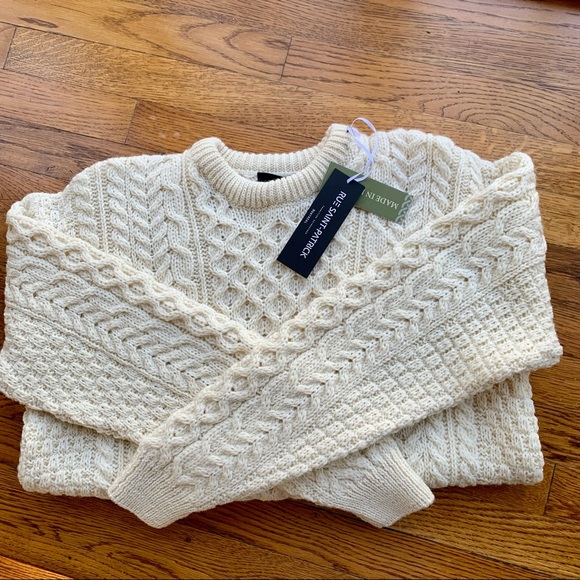 Rue Saint Patrick Other - NWT Mens Rue Saint Patrick Worsted Wool Irish Fishermans Ivory Cableknit Sweater